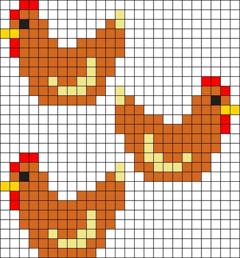 Three French Hens Cross Stitch Patterns Chickens, Cross Stitch Chicken Pattern, Hen Cross Stitch, Knit Chicken Hat Pattern, Chicken Bead Pattern, Perler Beads Square, Chicken Knitting Pattern, Chicken Cross Stitch Patterns, Animal Bead Patterns