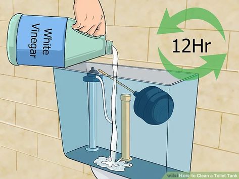 How to Clean a Toilet Tank: 11 Steps (with Pictures) - wikiHow Cleaning Back Of Toilet Tank, Clean Toilet Tank With Vinegar, How To Clean Inside Toilet Tank, How To Clean The Toilet Tank, Toilet Tank Smell Good, Best Way To Clean Toilet, Vinegar In Toilet Tank, Clean Toilet Tank, Cleaning Toilet Tank