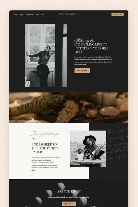 Dark Moody Design, Dark Website Theme, Dark Luxury Website Design, Moody Website Design Inspiration, Mystic Website Design, Masculine Website Design Inspiration, Moody Web Design, Dark And Moody Website Design, Dark And Moody Branding