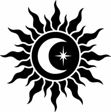 Sun And Moon Vector, Tattoo Silhouette, Tato Maori, Tato Salib, Sun Vector, Sun Tattoo Designs, ポップアート ポスター, Moon Vector, Sun Tattoos