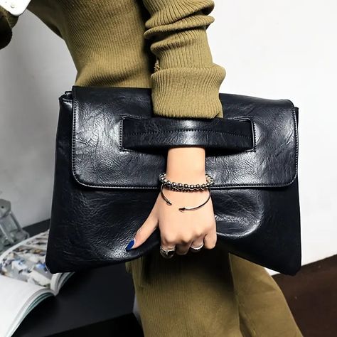 Women's Fashion Large Capacity Briefcase Casual Style Pu - Temu Switzerland Beg Tangan, Envelope Clutch Bag, Black Leather Clutch, Cool Gifts For Women, Envelope Bag, Ladies Clutch, Crossbody Bag Women, Trending Handbag, Envelope Clutch