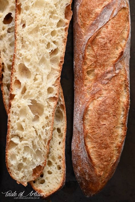 Rustic French Bread Recipe, French Baguette Recipe, Rustic Italian Bread, Homemade Bread Dough, Italian Bread Recipes, Baguette Recipe, French Bread Recipe, Artisan Bread Recipes, French Baguette