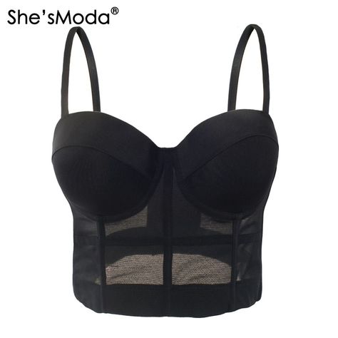 Aliexpress.com : Buy Fashion Mesh Push Up Bralet Women's Corset Bustier Bra Night Club Party Cropped Top Vest Plus Size from Reliable vest outerwear suppliers on She'sModa Official Store Party Crop Tops, Top Lingerie, Lingerie Plus Size, Mesh Crop Top, Corset Bustier, Women Corset, Club Parties, Club Party, White Rhinestone