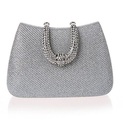 Jianyana Womens Rhinestone Evening Bags Glitter Purse with Rhinestone Hard Handle Clutch Bag for Cocktail Wedding Party Glitter Outfit, Glitter Purse, Wedding Handbag, Luxury Clutch, Silver Clutch, Rhinestone Clutch, Gold Clutch, Clutches For Women, Wedding Clutch