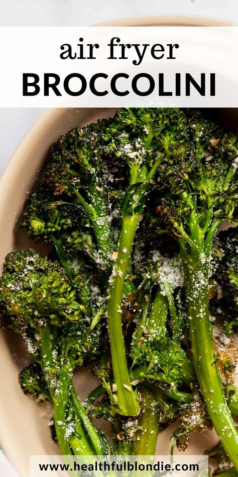 Air Fry Brocollini, Air Fried Broccolini, Brocolini Recipes Air Fryer, Air Fryer Vegetable Side Dishes, Charred Broccolini Recipe, Recipes For Broccolini, Best Brocollini Recipes, Asian Broccolini Recipe, Brocolli Air Fryer Recipe