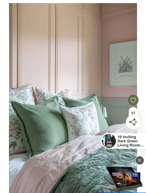 Green Color Palette Bedroom, Pink And Green Bedroom Ideas, Pink And Green Bedroom, Pink Green Bedrooms, Girls Bedroom Green, Blue Green Bedrooms, Pink Bedroom Walls, Green Bedroom Ideas, Mint Green Walls