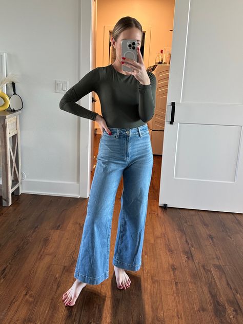 My favorite petite friendly wide leg jeans are the Paige Anessa jeans! This wash not available but I have the dark wash with raw edge and white white - the they are the BEST. The material is incredible - a little stretch but retains shape even after multiple wears between washes. And the white is not see through at all which is important! Bodysuit not linkable but it’s recent from Zara!#LTKFind Follow my shop @What_Nat_Is_Doing on the @shop.LTK app to shop this post and get my exclusive app-only content! #liketkit #LTKsalealert @shop.ltk https://liketk.it/44R4C Paige Anessa Jeans, Petite Wide Leg Jeans Outfit, Petite Wide Leg Jeans, Wide Leg Jeans Outfit Petite, Wide Leg Jeans Petite, Black Wide Leg Jeans Outfit, Outfit For Petite Women, Outfits For Petite, Black Wide Leg Jeans