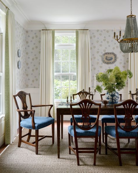 Designed for gathering, storytelling, and savoring every moment, this dining room is the heart of our latest project.  Where Southern charm gracefully blends with a fresh, timeless twist, it’s a space that invites you to stay a while.  Stay tuned—there's so much more to come from the rest of the house. 🏡  Photo: @Tamara_Flanagan_Photo Styling: @seanwilliam_styling Classic Southern Home Decor Entryway, Coastal Grandma Dining Room, Nancy Meyer Dining Room, Grandmillennial Dining Room, Nancy Meyers Dining Room, Grand Millennial Dining Room, Classic Southern Home Decor, Southern Dining Room, Classic Southern Home