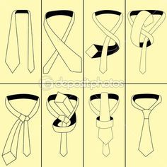 Instructions without words Simple Tie Knot, Simpul Dasi, Tie A Necktie, Grey Suit Men, Neck Tie Knots, Creative Drawing Prompts, Learning Websites, Making Life Easier, Vector Images Illustrations