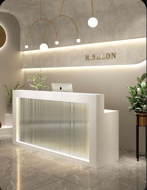 Beauty Spa Decor, Beauty Reception Desk, Beauty Clinic Reception, Beauty Spa Interior Design, Beauty Salon Reception Area, Spa Front Desk, Medspa Interior Design, Beauty Spa Design, Spa Reception Design