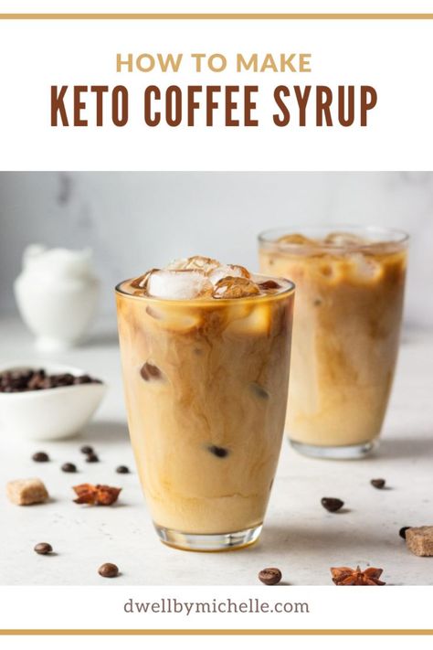 Are you on a keto diet and missing that sweet touch in your morning coffee? Looking for the best way to make your own homemade coffee syrup that fits your low-carb lifestyle? This sugar-free keto coffee syrup recipe is the perfect solution! It’s a great replacement for regular sugar and store-bought syrups filled with added sugar and artificial sweeteners. Keto Coffee Syrup Recipes, Keto Coffee Syrup, Coffee Syrup Recipe, Keto Iced Coffee, Sugar Free Coffee Syrup, Homemade Coffee Syrup, Coffee Creamers, Coffee Ice Cubes, Coffee Ingredients