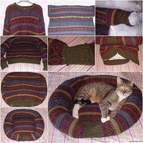 Check out these awesome DIY cat beds! | www.themeowplace.com Homemade Cat Beds, Diy Cat Tent, Diy Cat Bed, Chat Diy, Diy Pet Bed, Cat Tent, Cat House Diy, Cats Diy Projects, Diy Dog Bed