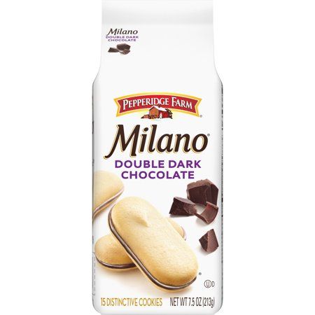 When you can't make yoga, when you have 10 minutes before getting the kids from school, when you just need a little me-time, Pepperidge Farm Milano Double Dark Chocolate Cookies are there for you. Delicate, sweet and oh, so indulgent, Milano cookies are that special treat your day needs - your me-time must-have. Pepperidge Farm Milano Double Dark Chocolate Cookies have twice as much rich dark chocolate as our classic version between crisp baked cookies. Get ready to enjoy 15 delicious cookies in Milano Cookie, Double Dark Chocolate Cookies, Milano Cookies, Farm Cookies, Dark Chocolate Cookies, Chocolate Chip Cookie Cake, Cookie Cake Birthday, Baked Cookies, Soft Bakes