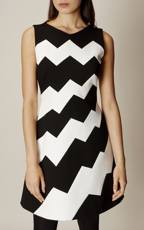 Karen Millen, ZIG-ZAG DRESS Black & Ivory Line In Fashion, Drawing Dress, Zigzag Line, Zig Zag Dress, Latest Dress For Women, Luxury Dresses, Fashion Design Drawings, Luxury Dress, Karen Millen