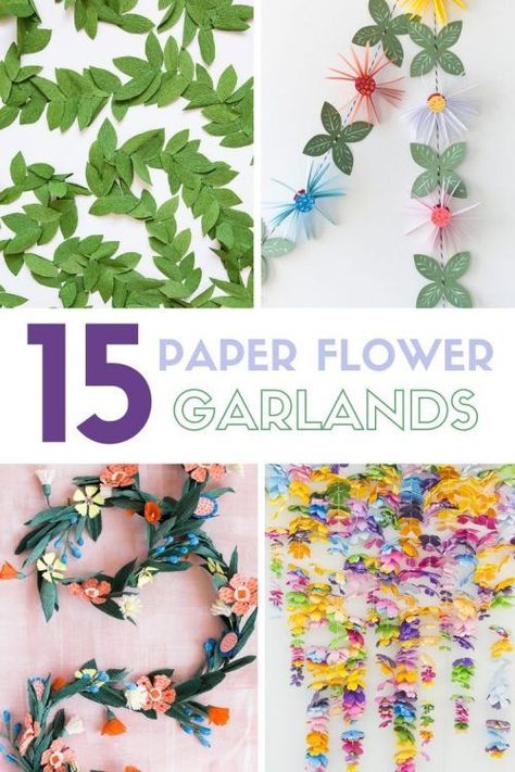 15 Fantastic Paper Flower Garlands for Weddings Hanging Paper Flowers, Flower Garland Diy, Floral Projects, Paper Flower Garlands, Fleurs Diy, Easy Paper Flowers, Paper Flower Decor, Paper Flowers Wedding, Paper Flower Crafts