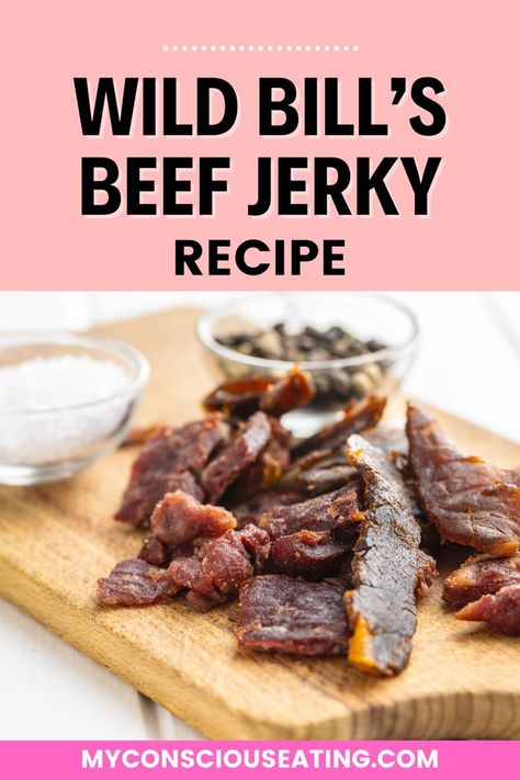 Wild Bill's homemade beef jerky on cutting board How To Make Jerky In The Oven, Beef Jerkey Recipes Oven, Oven Beef Jerky Recipe, Jerky Recipes Oven, Beef Jerky Oven Recipe, Deer Jerky Recipe In Oven, Jerky In Oven, Beef Jerky In The Oven, Beef Jerky Recipe Oven