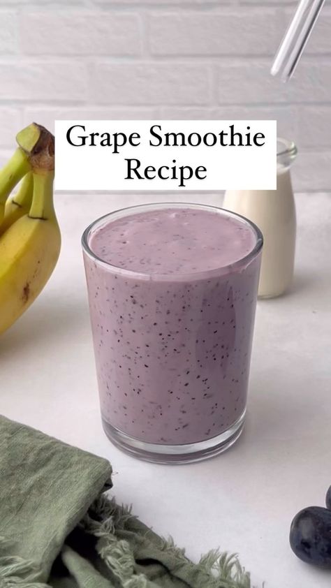 Liz Thomson | Food Blogger | 🍇 Grape Smoothie Recipe 🍇 Ok this grape smoothie is soooo good. I didn’t realize how delicious grape would be in a smoothie and now I’m… | Instagram Grape Smoothie Recipes, Grape Smoothie, Frozen Grapes, Pineapple Smoothie, Vanilla Protein Powder, Unsweetened Almond Milk, Plain Greek Yogurt, Smoothie Recipe, Frozen Banana