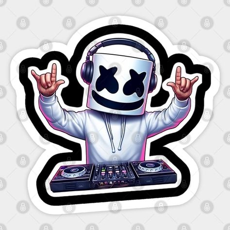 DJ Marshmello Tee, music-inspired fashion, EDM icon, trendy design, electronic dance music, DJ culture, Marshmello fan apparel, casual wear, stylish graphic tee, vibrant colors, iconic helmet design, expressive wardrobe, music enthusiast, DJ fashion, popular DJ artist, teepublic exclusive, unique Marshmello merch, music festival vibes, must-have for fans, statement piece, bold and fashionable, comfortable fabric Dj Sticker Design, Marshmallow Dj, Dj Sticker, Playstation Cake, Dj Fashion, Marshmello Dj, Music Inspired Fashion, Dj Marshmello, Meldi Ma Hd Photo