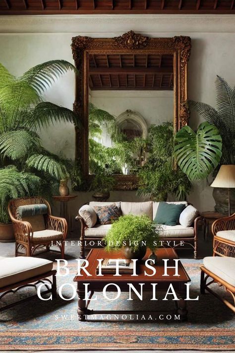 Learn how to incorporate the British Colonial interior design style into your home with these decorating tips. From rich colors to natural materials, this video will inspire you to create a timeless and elegant space. #interiordesign British Tropical Colonial, Tropical Safari Home Decor, Living Room Designs Colonial, Federal Interior Design, Colonial Style Interior Bedrooms, Thai Decor Interior Design, 1920s Colonial House Interior Design, Naples Florida Homes Interior Design, British Colonial House Interior Design