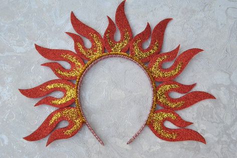 Flame headband Halloween Fire headpiece costume Phoenix fire | Etsy Fire Fairy Hairstyles, Womens Fire Costume, Goddess Of Fire Costume, Flame Halloween Costume, Phoenix Halloween Costume, Diy Phoenix Costume, Phoenix Themed Party, Fire Costume Ideas, Fire And Ice Party Theme Outfit