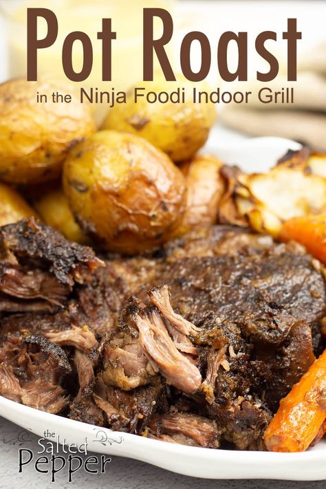 Make the perfect pot roast in the Ninja Foodi Indoor Grill! Directions for both traditional and low carb in the recipe post. The Best Pot Roast, Indoor Grill Recipes, Delicious Pot Roast, Ninja Foodi Grill, Ninja Cooking System, Perfect Pot Roast, Ninja Cooking System Recipes, Easy Pot Roast, Mississippi Pot