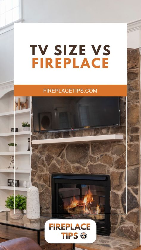 Fireplace bigger than TV Fireplace Trim, Decorate Your Fireplace, Fireplace Decor Ideas, Tv Over Fireplace, Tv Mounted, Big Tv, Tv Size, Wood Fireplace, Wall Mounted Tv