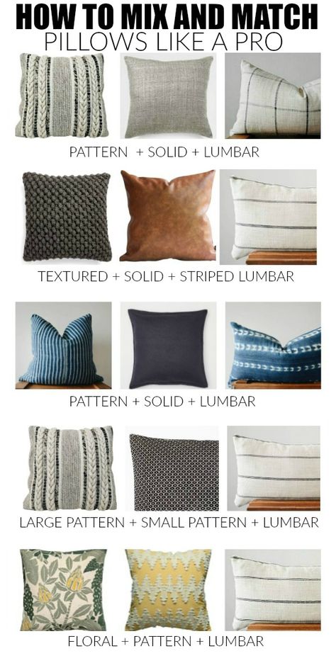 Mix And Match Throw Pillows, Pillow Combinations, Interior Design Per La Casa, Throw Pillows Living Room, Bantal Sofa, Dekorasi Kamar Tidur, How To Mix, Living Room Pillows, Perfect Pillow