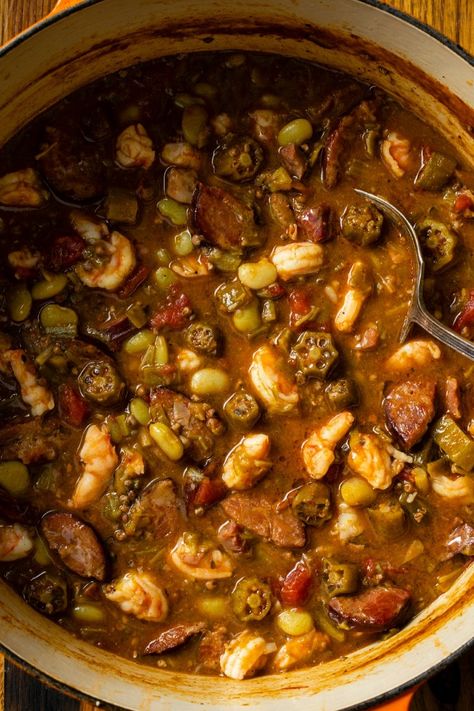 Dark Roux, Shrimp Gumbo, Garlic Rice, Jambalaya Recipe, Gumbo Recipe, Louisiana Recipes, Chicken And Shrimp, Creole Recipes, Perfect Dark