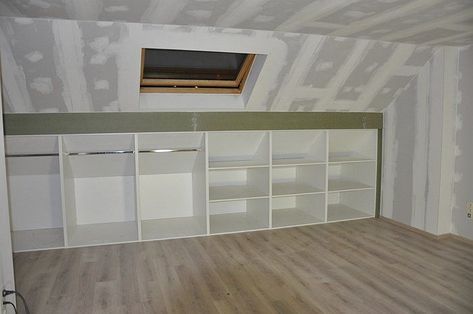 Attic Shelves, Attic Bedroom Storage, Attic Closet, Loft Storage, Attic House, Small Attic, Attic Bedrooms, Attic Storage, Attic Renovation