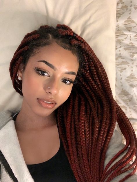 Brownish Red Hair, Red Braids, Red Box Braids, Braids Hairstyles Pictures, Cute Box Braids Hairstyles, Girls Braids, Braids For Black Women, Braided Hairstyles For Black Women, African Braids Hairstyles