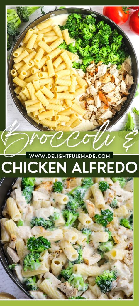 Chicken and Broccoli Alfredo - Delightful E Made Best Chicken Fettuccine Alfredo, Chicken Brocolli Alfredo, Chicken And Spinach Alfredo, Chicken Broccoli Fettuccine Alfredo, Baked Alfredo, Chicken Broccoli Ziti, Chicken Broccoli Alfredo Pasta, Chicken Alfredo With Broccoli, Easy Chicken And Broccoli