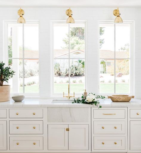 White Window Ideas | Pella Kitchen Windows Above Sink, Window Above Sink, Over Kitchen Sink, Above Kitchen Sink, Window Over Sink, Kitchen Sink Window, White Windows, Kitchen Farmhouse, Kitchen Inspiration Design