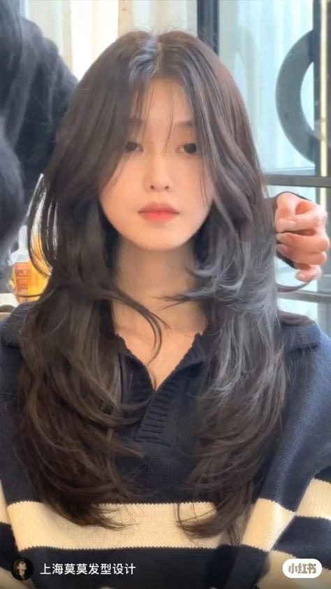 Korean Womens Haircuts, Korean Haircuts Long Hair, Korean Haircut Ideas For Long Hair, Korean Woman Haircut, Korean Haircut Women Long, Asian Cute Hairstyles, Korean Hair Cutting Style, Long Haircut Korean Style, Asian Curtain Bangs Long Hair