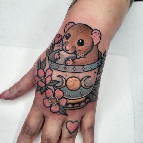 Sugar Tattoo, Cottagecore Tattoo, Mouse Tattoo, Tea Tattoo, Mouse Tattoos, Remembrance Tattoos, Cute Tats, Gorgeous Tattoos, Tattoo Supplies