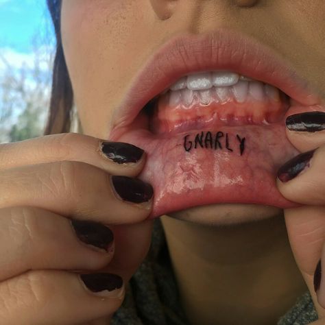 Lip Tats, Inside Lip Tattoos, Impulsive Decisions, Acab Tattoo, Inner Lip Tattoo, Infected Tattoo, Party Tattoo, 16 Tattoo, Crazy Tattoos