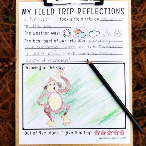 1st Grade Field Trip Ideas, Field Trip Reflection, Field Trip Reflection Sheet, Farm Field Trip Activities, Zoo Field Trip Activities Free Printable, Bee Theme Room, Field Trip Writing, Writing Practice Activities, Homeschool Spelling