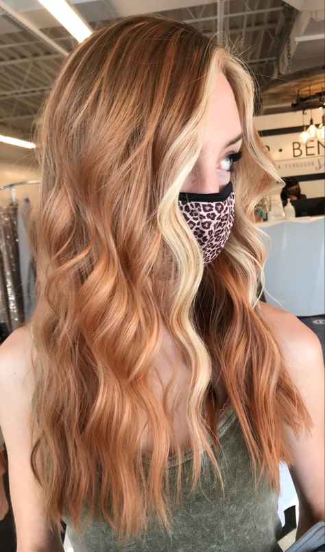 Copper Blonde Hair Money Piece, Strawberry Blonde Blonde Money Piece, Strawberry Blonde Hair Blonde Money Piece, Copper Blonde Hair With Money Piece, Long Copper Hair With Blonde Money Piece, Strawberry Blonde All Over Color, Strawberry Blonde Hair Color With Money Piece, Red Hair With Money Piece Only, Blond Money Piece On Copper Hair