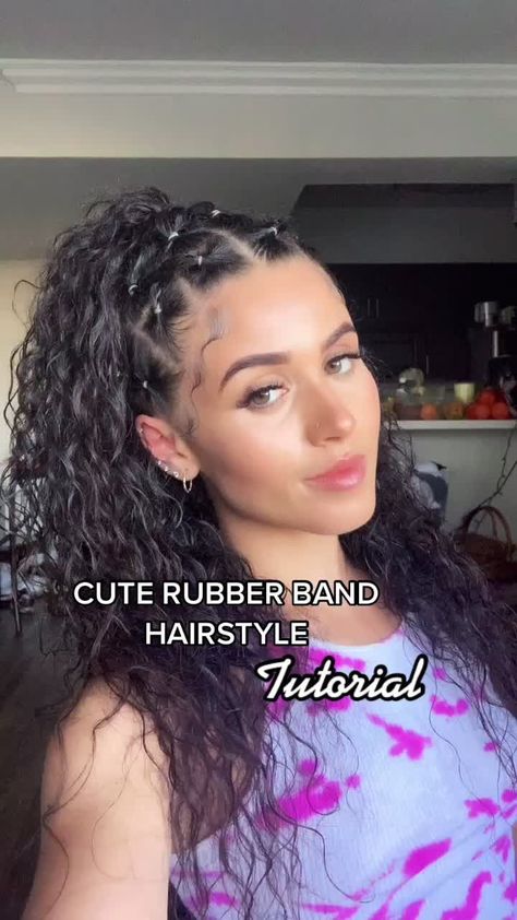 Hairstyles With Rubber Bands Latina, Hair Styles With Small Rubber Bands, Small Rubber Band Hairstyles, Hairstyles With Little Rubber Bands, Elastic Band Hairstyles, Clubbing Hairstyles, Cute Rubber Band Hairstyles, Rubberband Hairstyle, Rubber Band Hairstyles Natural Hair