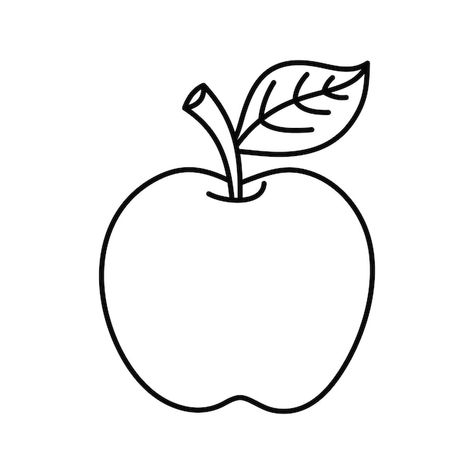 Clip Art Apple, Apple Pictures Drawing, Apple Outline Drawing, Drawing An Apple, Apple Easy Drawing, Apple Vector Illustration, How To Draw Apple, How To Draw An Apple, Apple Drawing Kids