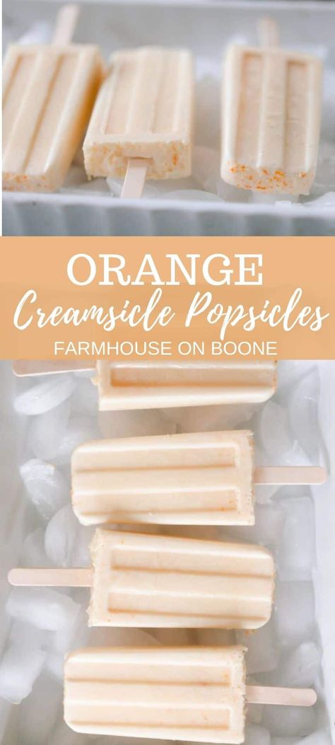 Vegan Orange Creamsicle, Orange Cream Popsicles, Popcicles Recipes, Summer Popsicle Recipes, Healthy Popsicle Recipes, Healthy Popsicles, Homemade Popsicles, Orange Creamsicle, Ice Cream Popsicles