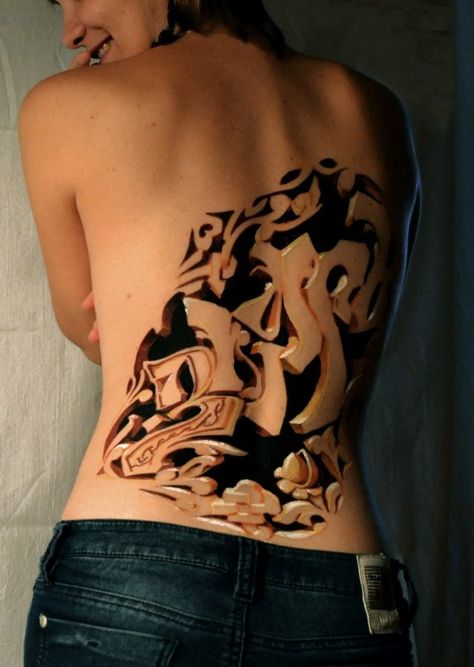 3D carving graffiti Best 3d Tattoos, Tatoo 3d, Amazing 3d Tattoos, Petit Tattoo, Tattoo Trend, Tattoo Henna, Geniale Tattoos, 3d Tattoos, 3d Tattoo