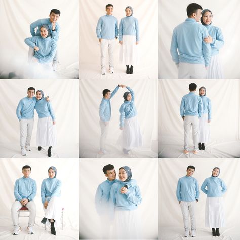 Prawedding Konsep Outdoor Casual, Prewedding Ideas Casual Hijab Studio, Prewed Casual Indoor, Prewed Studio Hijab, Prewed Studio Casual, Pre Wedding Photoshoot Indoor, Foto Studio Couple Casual, Casual Prewedding Indoor, Prewedding Ideas Indoor