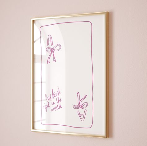 Luckiest Girl Physical Print Pink Bow Print Trendy Retro Wall Art Poster Lucky You Poster Aesthetic Pink Girly Print Handdrawn Bow Poster by PindaMae on Etsy Balletcore Decor, Bow Printable, Bow Poster, Luckiest Girl In The World, Coquette Art, Bow Drawing, Girly Print, Coquette Room, Poster Aesthetic