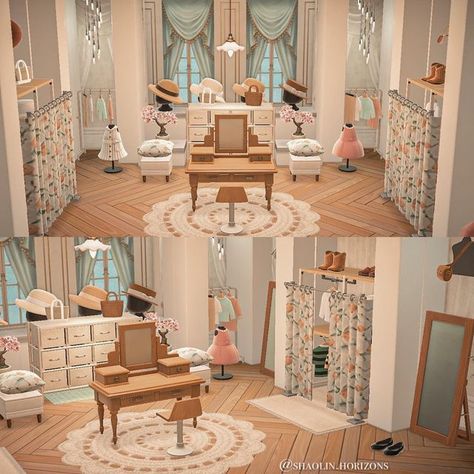 Acnh Cottagecore House, Cottagecore Animal Crossing, Clothing Store Design, Happy Home Designer, Animal Crossing Wild World, Cosy Room, Animal Crossing Pocket Camp, New Animal Crossing, Animal Crossing Game