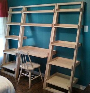 Мой первый проект бюро - на CarvingCory@LumberJocks.com ~ деревообрабатывающая сообщество Diy Shelves Bedroom, Leaning Desk, Diy Industrial Furniture, Ladder Desk, Wall Bench, Sewing Station, Menue Design, Diy Regal, Craft Station