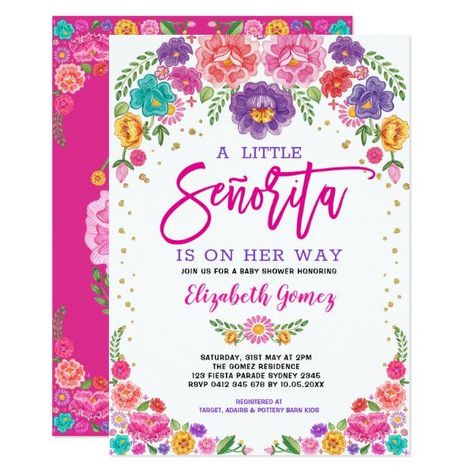 Cute Little Senorita Fiesta Flowers Baby Shower Invitation #zazzle #weddinginvitations #birthdayinvitations #babyshowerinvitations #zazzleinvitations #monogram #businesscards #graduation #homedecor Fiesta Flowers, Mexican Baby Shower, Couples Baby Shower Invitations, Mexican Babies, Couples Baby Showers, Boho Baby Shower Invitations, Baby Shower Invitation Cards, Woodland Baby Shower Invitations, Couples Shower Invitations