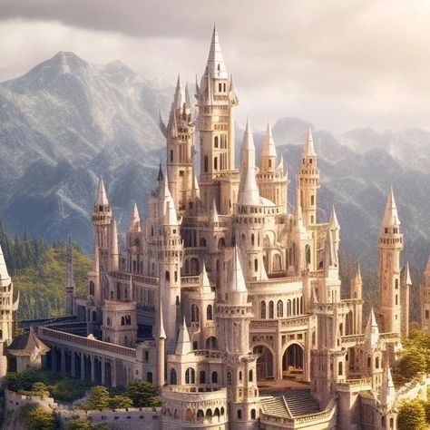 Castle On A Hill Art, Big Fantasy Castle, Magical Castle Fantasy Fairytale, Big Castle, Castle On A Hill, Castle Fairytale, Fantasy Kingdom, Fairy Castle, Big Magic