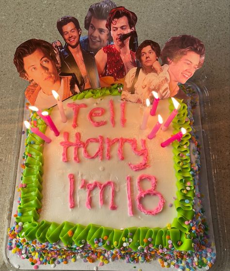 Stroberry Cake, Funny Birthday Cakes For Teens, Eighteenth Birthday Ideas, Funny 18th Birthday Cake, 18th Birthday Themes, Eighteenth Birthday Cake, Harry Styles Birthday Cake, Harry Styles Cake, 18th Birthday Cakes