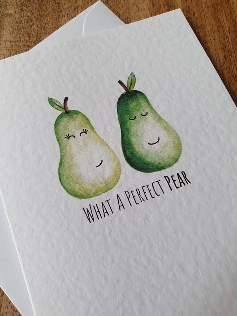 Watercolor Anniversary Card, Pear Watercolor, Diy Watercolor Cards, Valentines Cute, Valentines Watercolor, Learn Watercolor Painting, Calligraphy Cards, Watercolor Birthday Cards, Happy Anniversary Cards