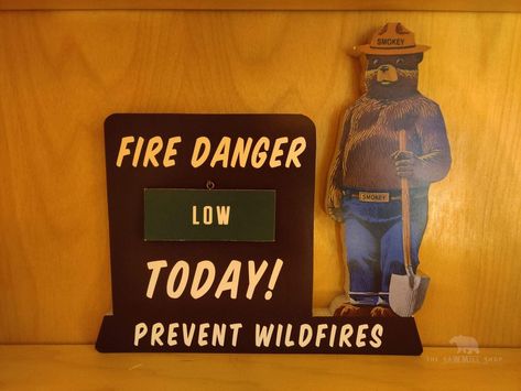 Dresser Shelf, Smokey The Bear, Smokey Bear, Wood Bat, Shelf Hanging, Smokey The Bears, Log Cabin Decor, Nursery Room Design, Warning Sign